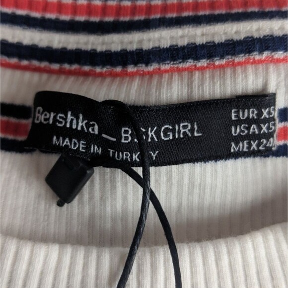 NWT Bershka Size XS Striped Graphic Patch Cutout Dress - Picture 5 of 5